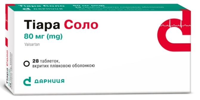 ТІАРА СОЛО,таблетки вкриті плівковою оболонкою 80 мг №28 (14х2)